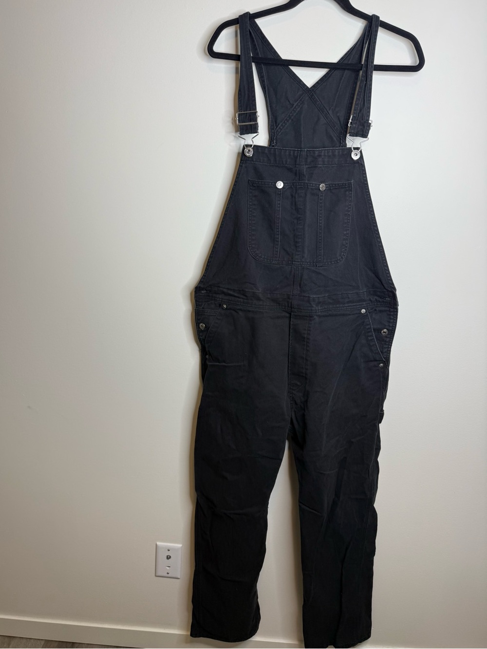 H&M Black Men's Denim Overalls with Adjustable Straps size medium denim jean